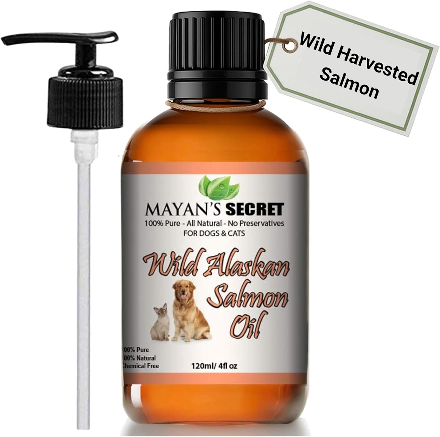 Pure Wild Alaskan Salmon Oil for Dogs & Cats - Supports Joint Function, Immune & Heart Health - Omega 3 Liquid Food Supplement for Pets - All Natural EPA + DHA Fatty Acids for Skin & Coat