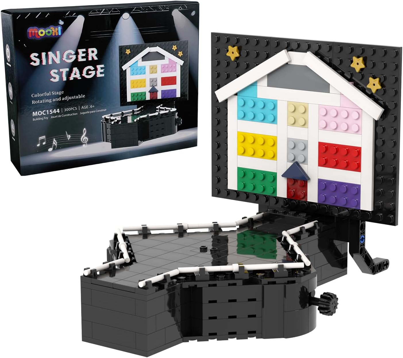 MOOXI-MOC Star Singers Concert Stage Building Set,Creative Singers Concert Stage Model Building Kit,Gifts for Fans(300pcs)