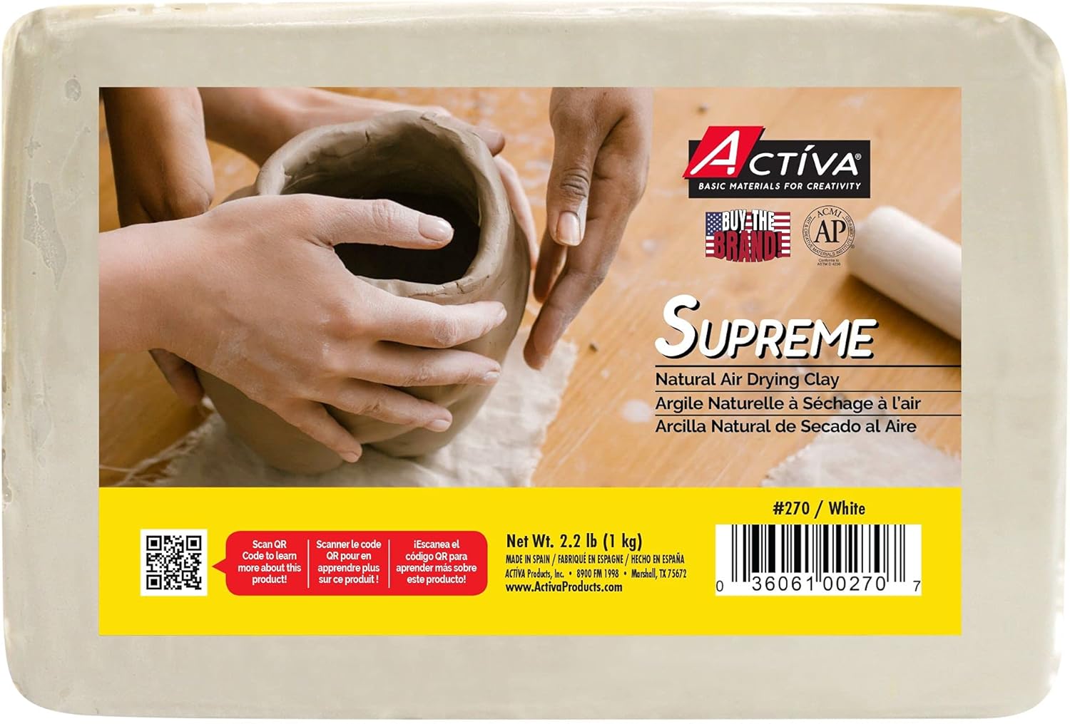 ACTIVA Supreme Artist's Air-Dry Modelling, 2.2 pounds, White Clay