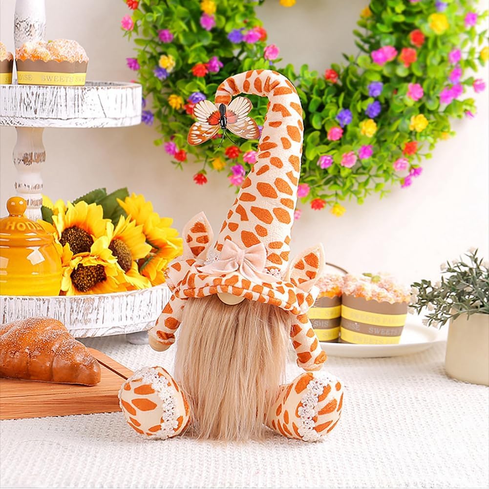 URMAGIC Farmhouse Animals Swedish Gnomes Decor, 40cm Giraffe Plush Dolls, Animals Faceless Gnome Figurines with Hat, Elephant Gnome Decorations and Gifts (C)
