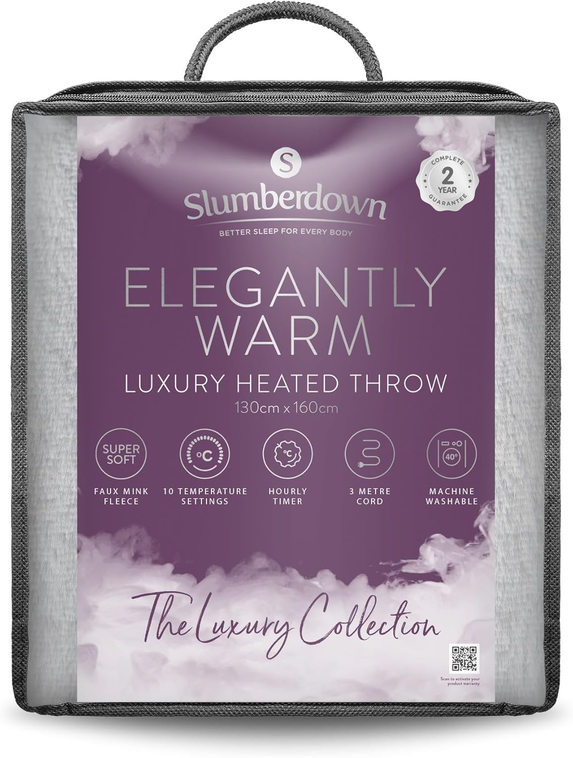 Slumberdown Elegantly Warm Heated Throw Blanket - Large Electric Blanket for Bed, Sofas & Settees, Fleece Blanket with 10-Heat Settings & Hourly Timer - Cosy & Snuggly, Washable, Pistachio (130 x 160)