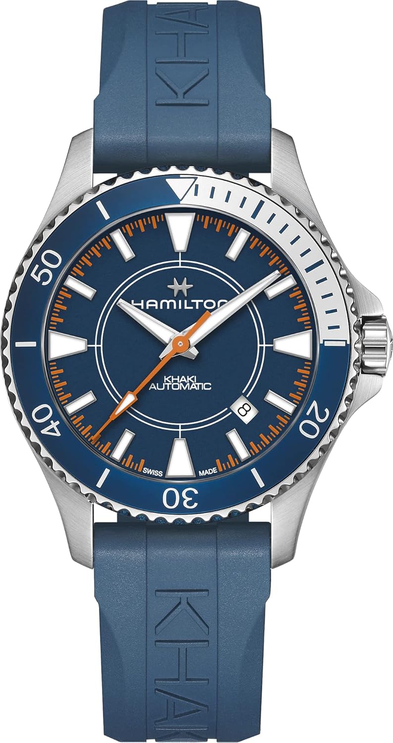Hamilton Watch Khaki Navy Scuba Auto Syroco Special Edition | Swiss Made | 40mm Stainless Steel Case | Blue Dial Analog Watch | Blue Rubber Strap (Model: H82385340)