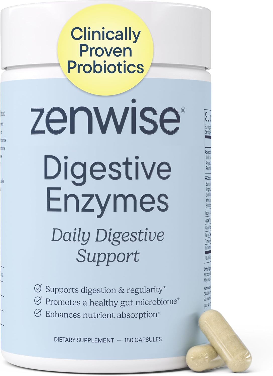 Zenwise Health Digestive Enzymes, Probiotics, for Gut Health Bloat - 180 CT