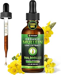 Mullein Drops for Lungs - Lung Cleanse, Organic Mullein Leaf Extract for Detox & Respiratory Health, Immune Support, Natural Lung Support Supplement, No GMO - 4 FL OZ