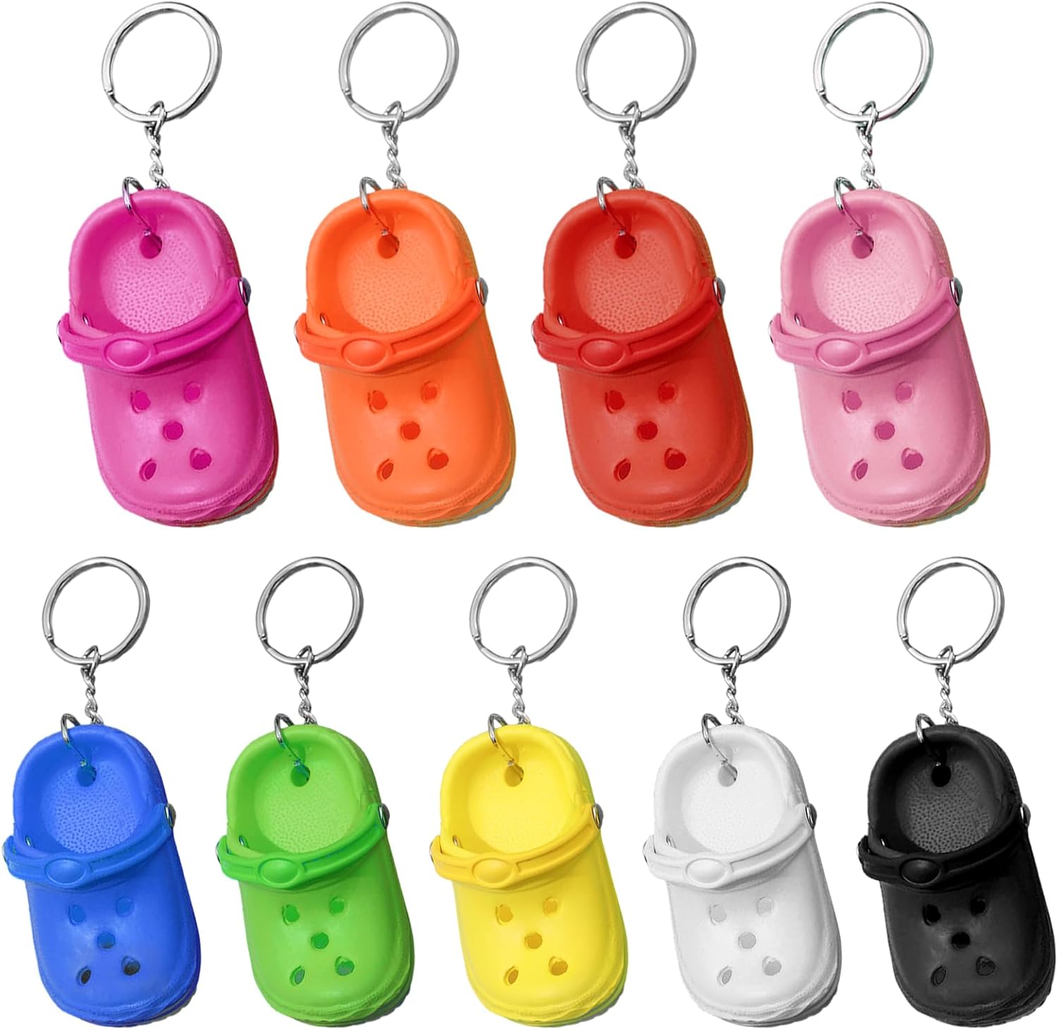 9 Pcs Mini Shoe Keychain, Slippers Keychains, Croc Keychain, Croc Keyring, Shoe Charms Keyring Bag Pendant Accessories for Keys Bag DIY Gifts Kids Girls Boys Adults (Multicolor)