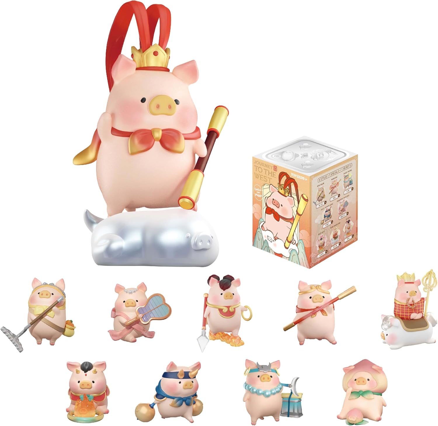 Lulu The Piggy Blind Box Figures - Journey to The West Series Blind Boxes Mystery Box Cute Figures Collectible Toys Animal Figurines Home Desk Decorations Holiday Birthday Gifts, Single Box