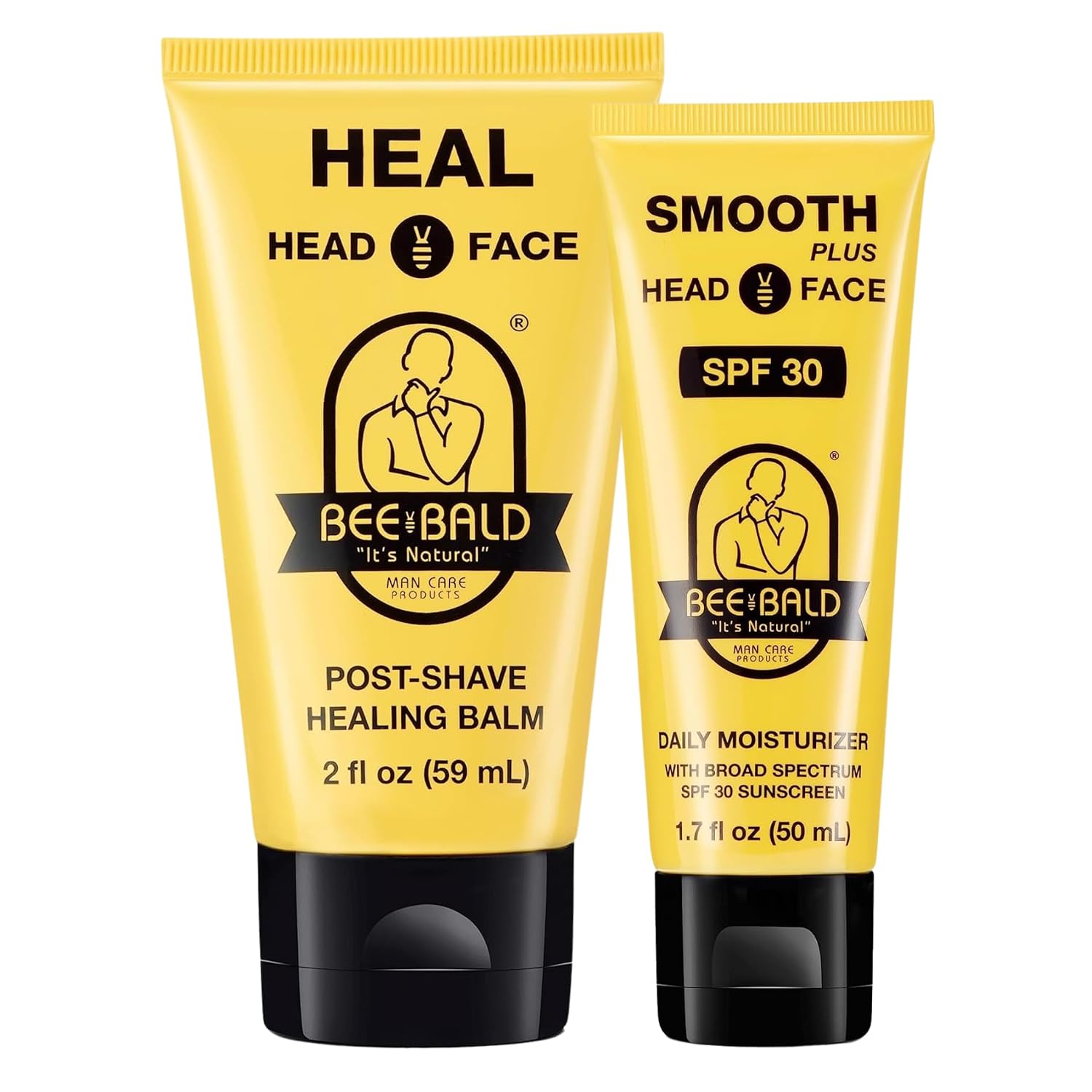 Bee Bald 2-Pack with SMOOTH PLUS Daily Moisturizer with SPF 30 and HEAL Post-Shave Healing Balm