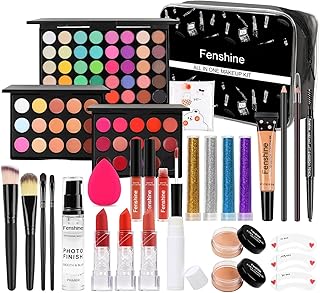 Fenshine All In One Makeup Kit for Women, Full Makeup Gift Set for Beginners, Makeup Essential Starter Bundle Include Eyeshadow Palette Lipstick Eyebrow Pencil Brush Set (Type C)
