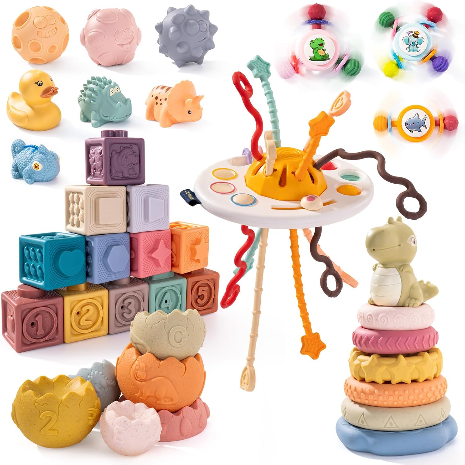 Stacking Toy Set 26Pcs for Babies 0-12 Months - Lala Toys Educational Toys, Montessori Baby Building Blocks, Soft Stacking Blocks, Sensory Balls - Ideal Baby Stacking Toys and Sensory Toys