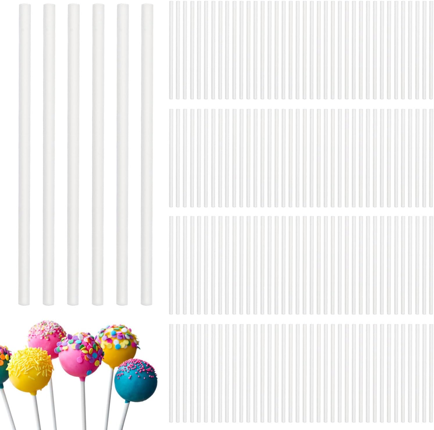 Gosknor 100pcs White Lollipop Sticks, 3 Inch Splinter-Free & Thick Cake Pop Sticks for Homemade Candy Chocolate Cupcake Toppers Sucker Perfect for Baking & Party Decor