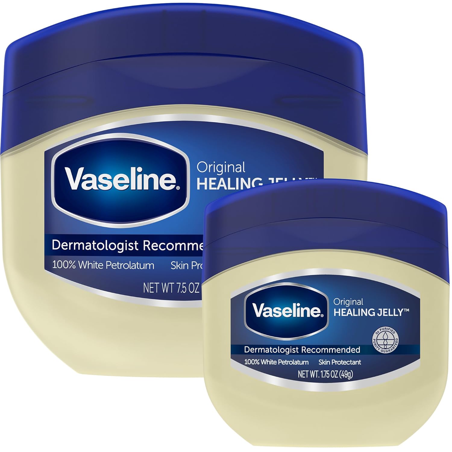 Vaseline Original Petroleum Jelly Variety Pack, 2 Sizes (7.5 Oz & 1.75 Oz) – Hypoallergenic Skin Protectant, Unscented Healing Ointment for Beauty & Personal Care