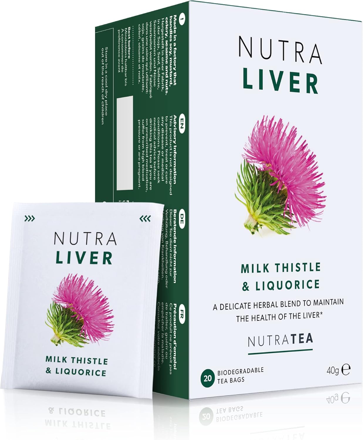 NUTRALIVER - Liver Support Tea | Liver Detox Tea | - Providing a Liver Cleanse, Detox And Repair - 40 Enveloped Tea Bags - by Nutra Tea - Herbal Tea - (2 Pack)