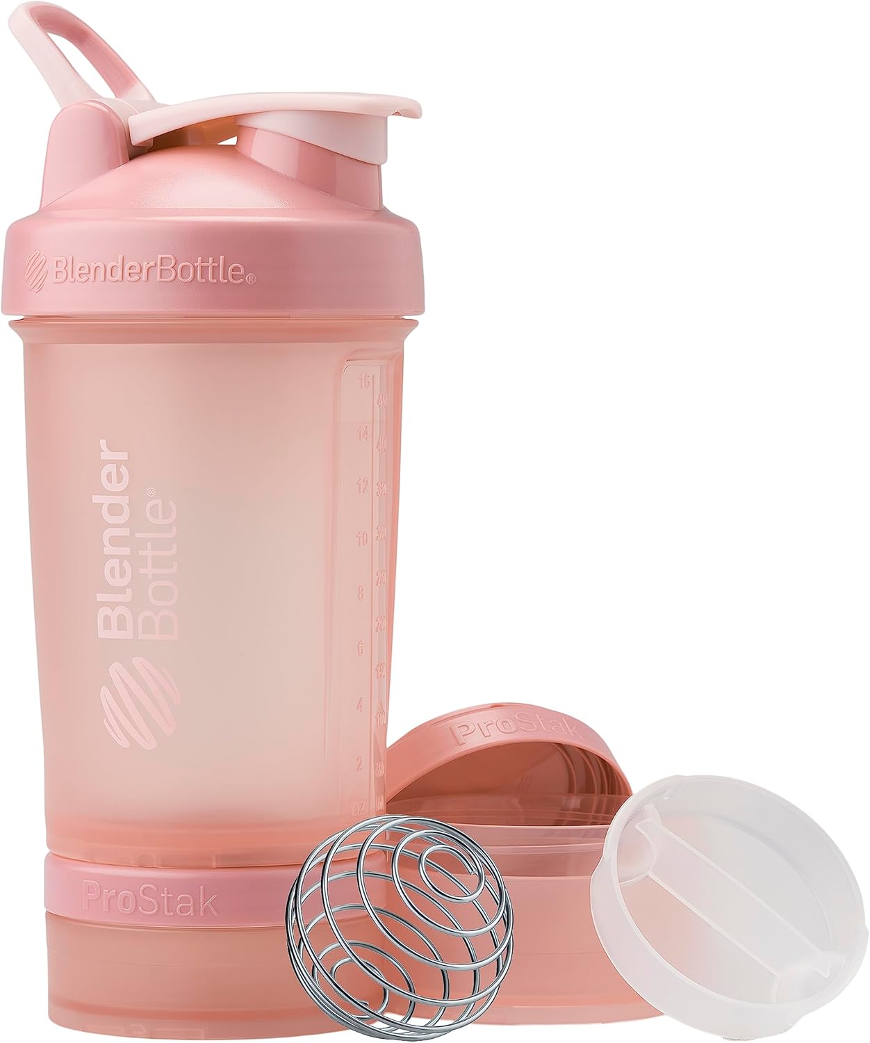 BlenderBottle Shaker Bottle with Pill Organizer and Storage for Protein Powder, Classic V2 ProStak System, 22-Ounce, Rose Pink