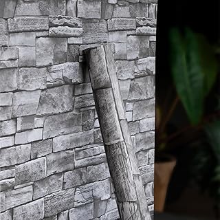 Grey Brick Wallpaper Peel and Stick 17.7"x 236" Newly Upgraded and Thickened Faux 3D Stone Wallpaper for Bathroom, Bedroom, Kitchen, Living Room