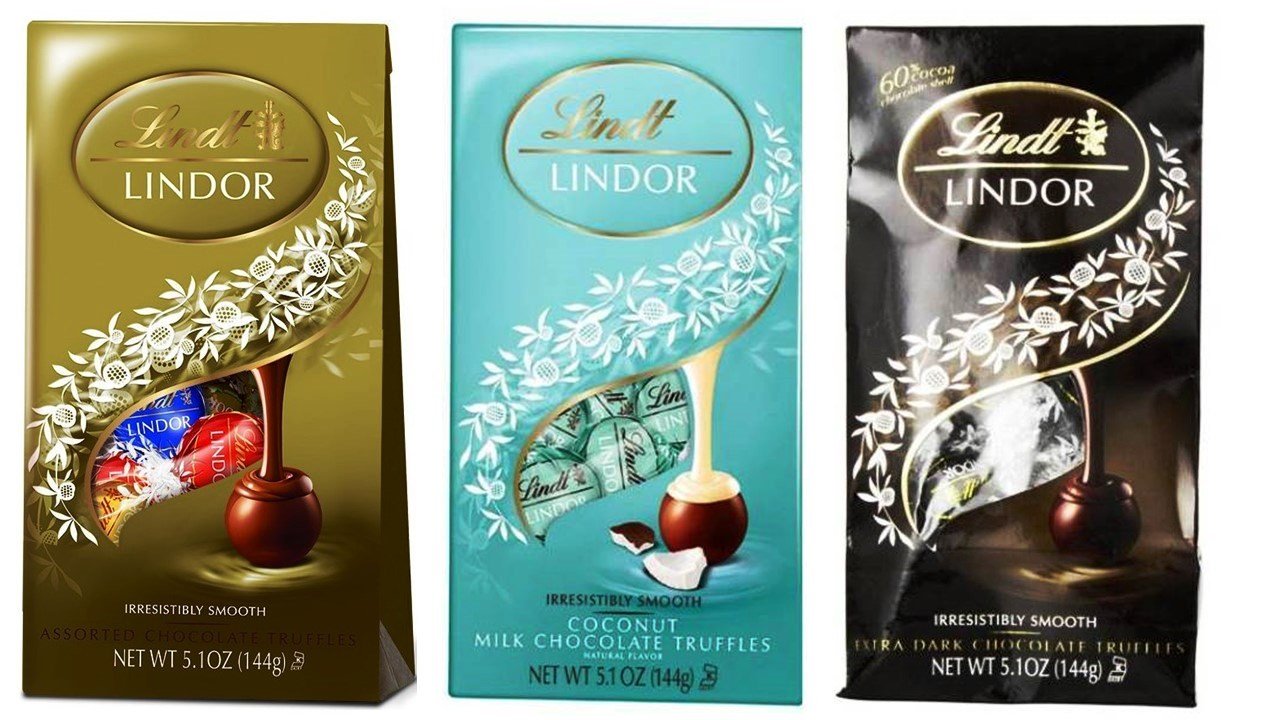 Lindt Lindor Chocolate Truffles 3 Flavor Variety Bundle, (1) each: Assorted, Coconut Milk Chocolate, Extra Dark Chocolate (5.1 Ounces)
