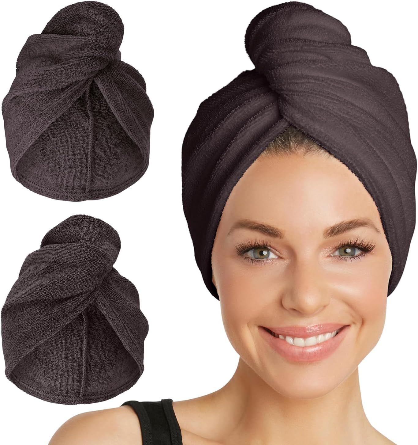 Turbie Twist 2-Pack Microfiber Hair Towel for Beauty, Travel, Gifting - Wrap Turban for Straight, Wavy & Curly Hair - Premium Personal Care - Solemnity
