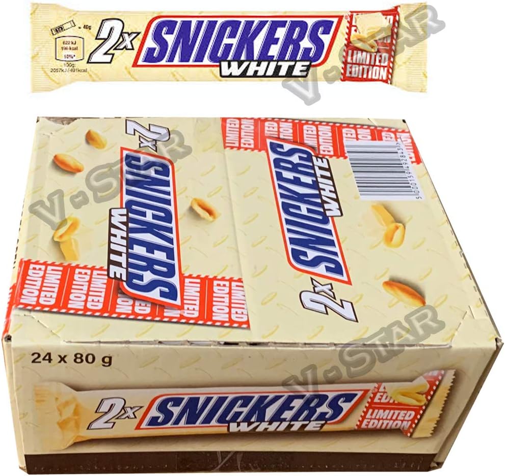 New SNICKERS White x 2 Limited Edition Chocolate 24 x 80g Bars (Full Box)