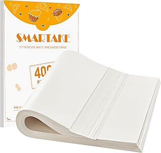 SMARTAKE 400PCS Parchment Paper Sheets, 12 x 16 IN Pre-Cut Baking Parchment, Non-Stick Kitchens Cookie Baking Paper, for Oven Grilling Air Fryer Steaming Bread Cake Cookie Meat Pizza (White)