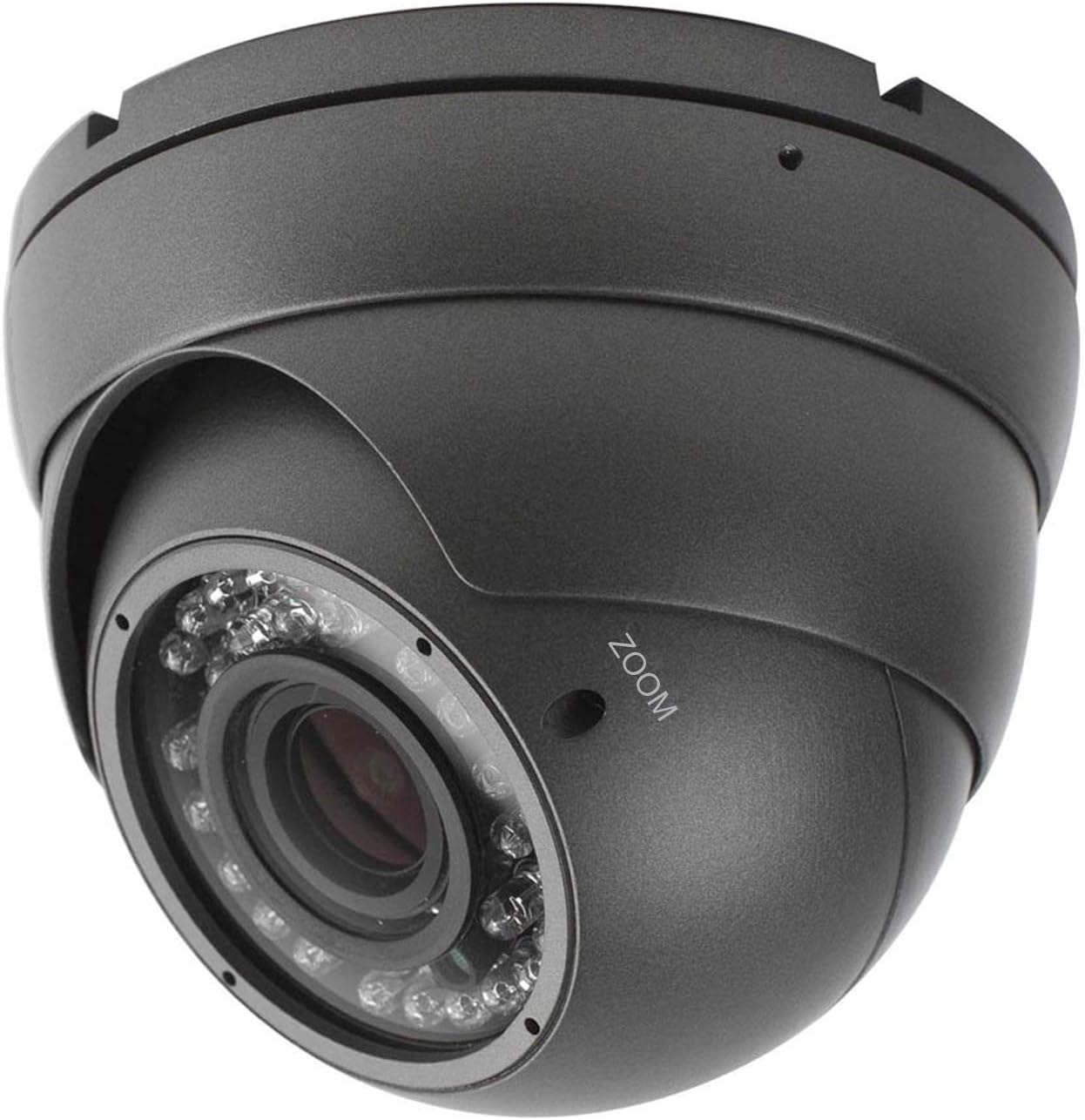 Analog CCTV Camera HD 1080P 4-in-1 (TVI/AHD/CVI/CVBS) Security Dome Camera Outdoor, 2.8mm-12mm Manual Focus/Zoom Varifocal Lens, Weatherproof Metal Housing 36 IR-LEDs Day & Night Monitoring (Grey)