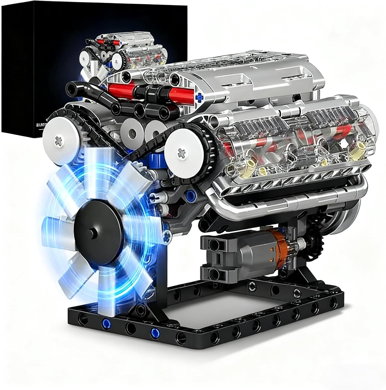 V8 Engine Model Kit 535 PCS Build Your Own Mini Working Engine, Educational 8-Cylinder Petrol Car Engine Replica, Creative Gift Building Kit for Teens Adults Boys Girls 14 Plus