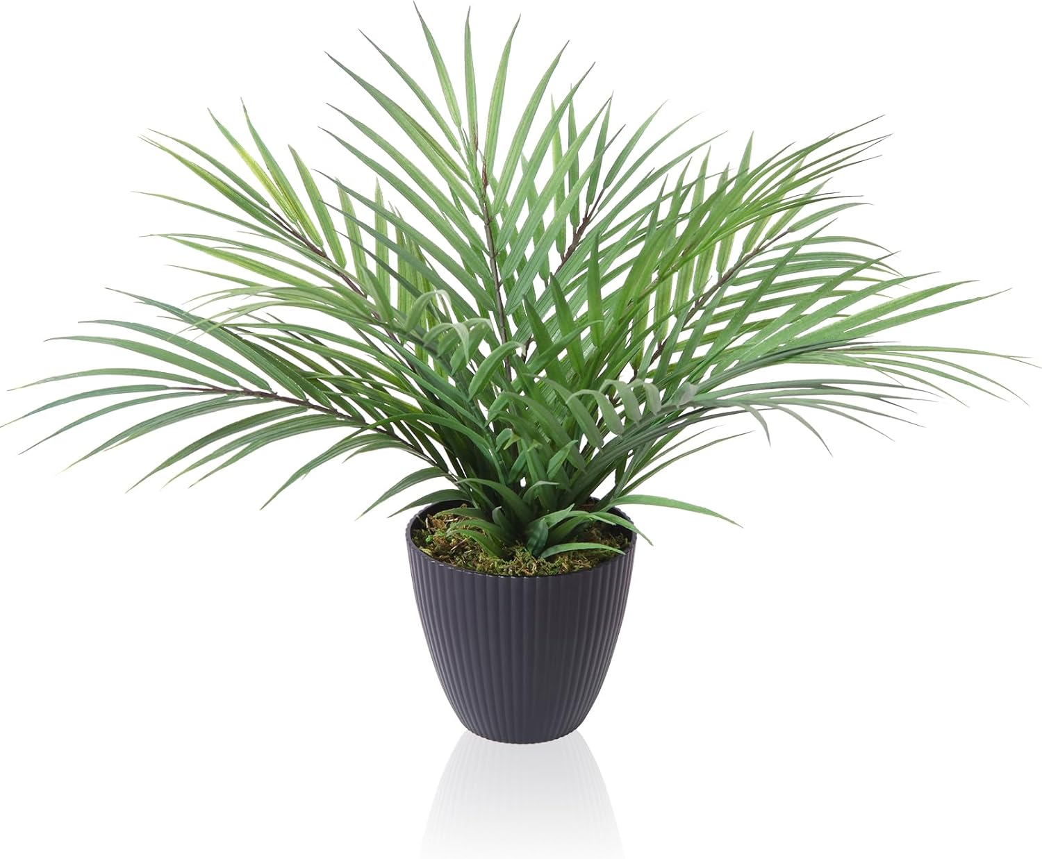 CROSOFMI Artificial Plants Areca Palm 35cm Fake Tropical Tree Faux Plants for Indoors and Outdoors Artificial Foliage and Plastic Pot for Party Office Home House Decorations (1 PACK)