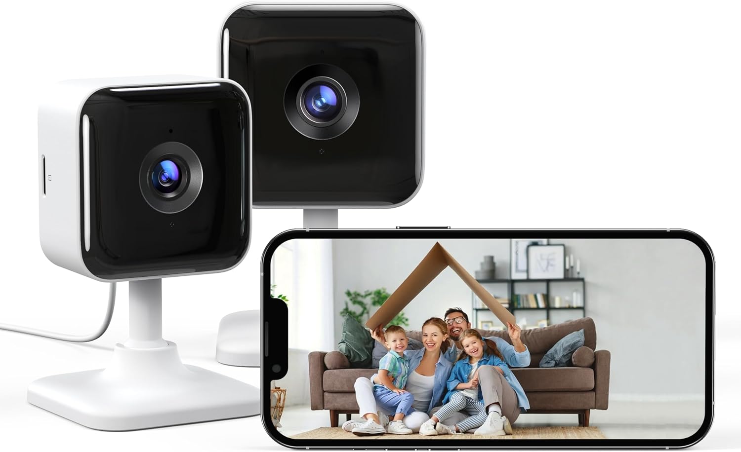 GNCC Indoor Camera 1080P Security Camera 2 Packs CCTV Camera House Security, Home Security Cam, Motion/Sound Detection, 2-Way Audio, Night Vision, Real-Time Alert, SD&Cloud, 2.4G WiFi
