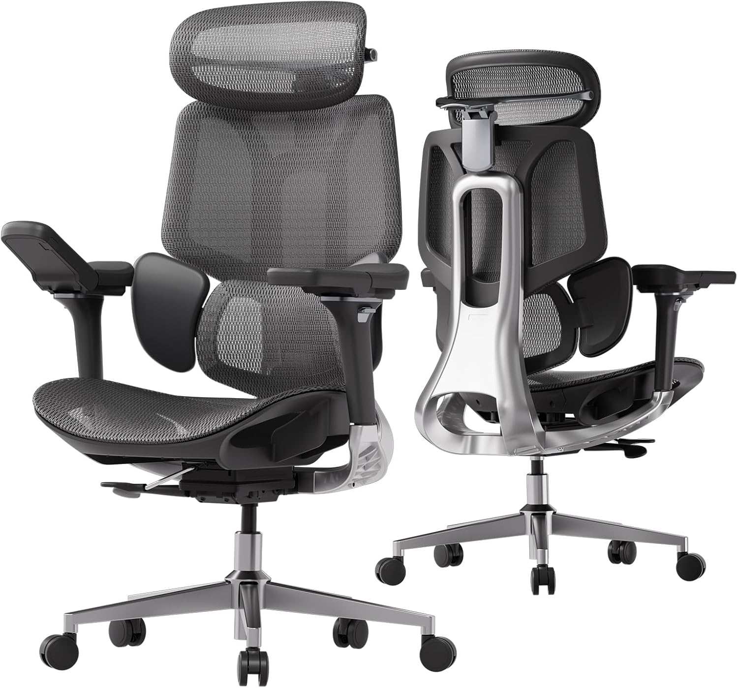 Hbada E3 Pro Ergonomic Office Chair, Big and Tall Office Chair - with 3-Zone Dynamic Lumbar Support, 4D Adjustable Headrest, 6D Adjustable Armrests, Swivel, Black(No Footrest)