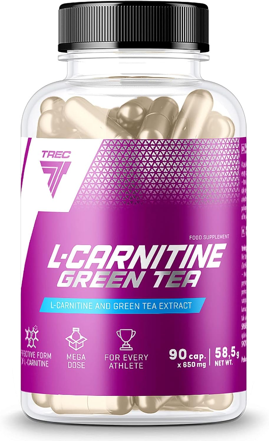 TREC Nutrition L-CARNITINE + Green Tea | Turn Fat into Energy | Weight Loss Metabolism Booster | 90 Capsules