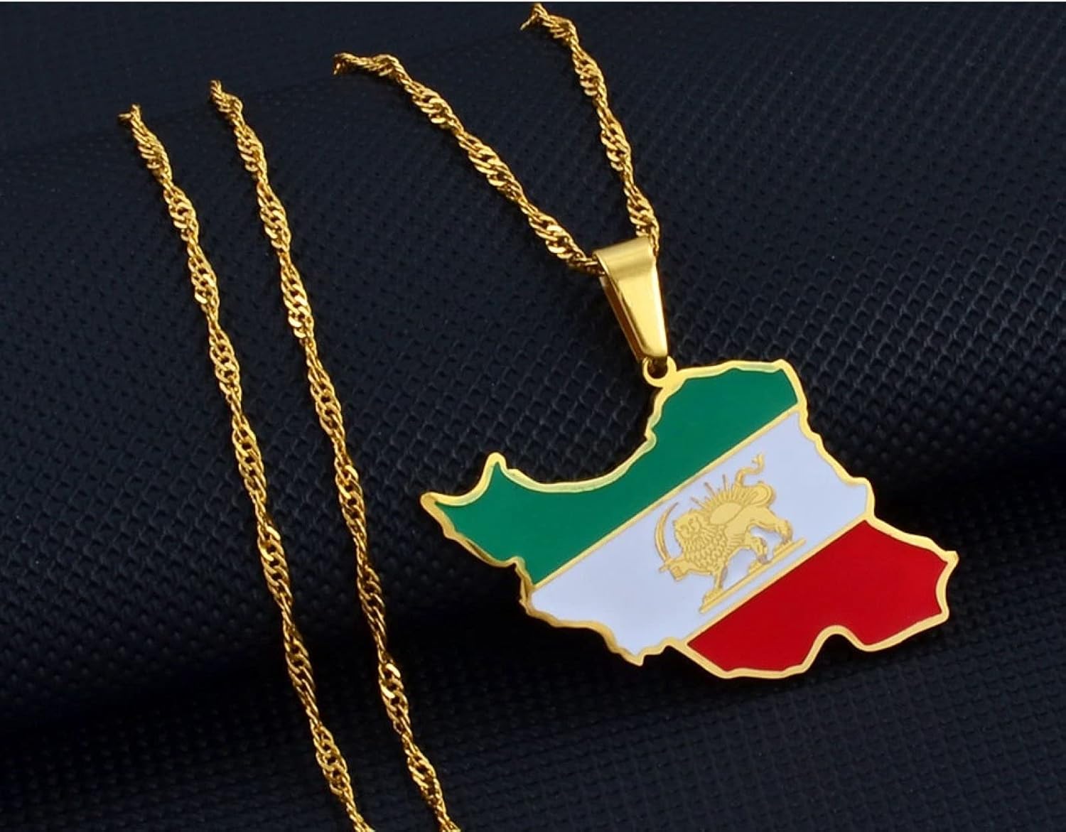 YUANYIRAN Map of Iran Pendant Necklaces - Charm African Maps Flag Thin Chain Necklaces, Gold/Silver Color Hip Hop Map Ethnic Jewelry for Women Men Party Gift,Gold,45Cm