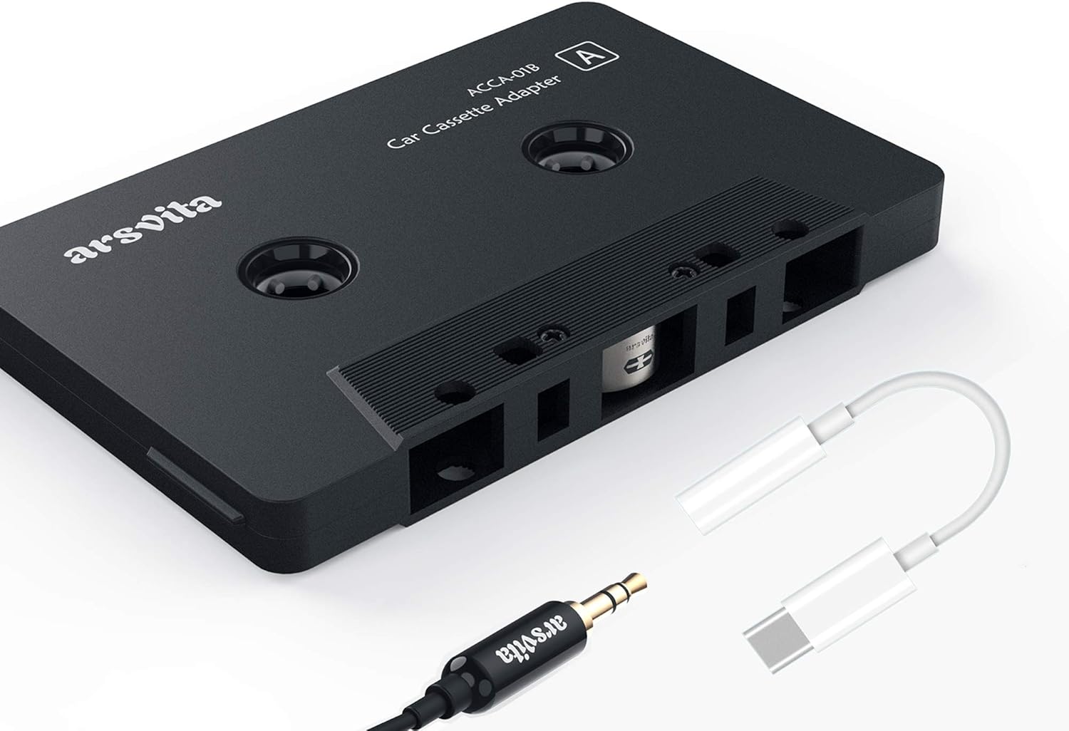 Car Audio aux Cassette Adapter and a Type C to 3.5mm Audio Aux Jack Adapter,Compatible for Google, Samsung, Xiaomi, Huawei All Type C Port Devices.