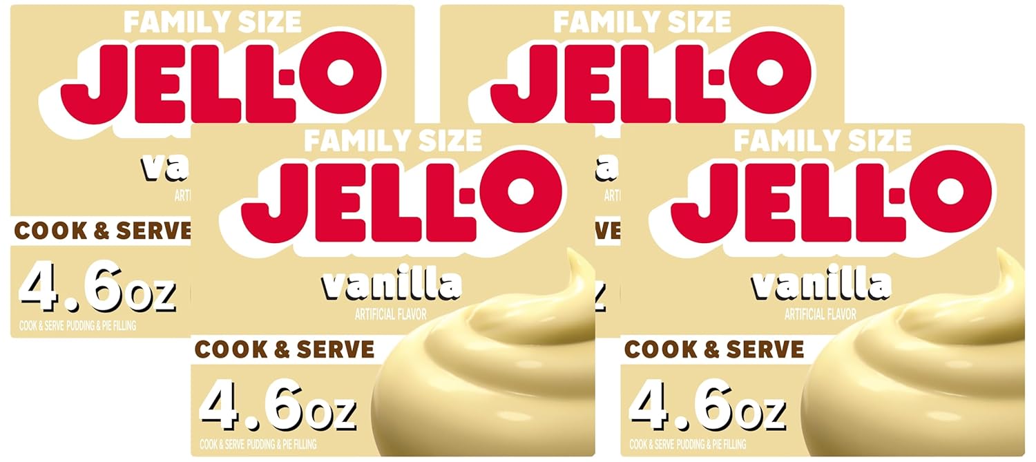 Jell-O Cook & Serve Vanilla Pudding & Pie Filling Mix (4.6 oz Box) (Pack of 4)