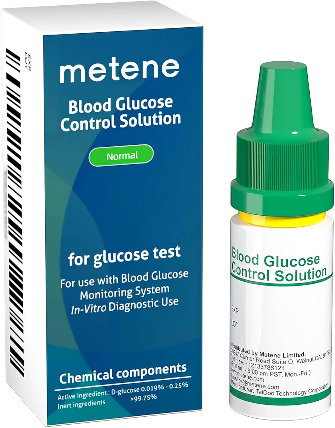 Metene TD-4116 Control Solution, Level 2, Used with metene TD-4116 Blood Glucose Monitor Kit