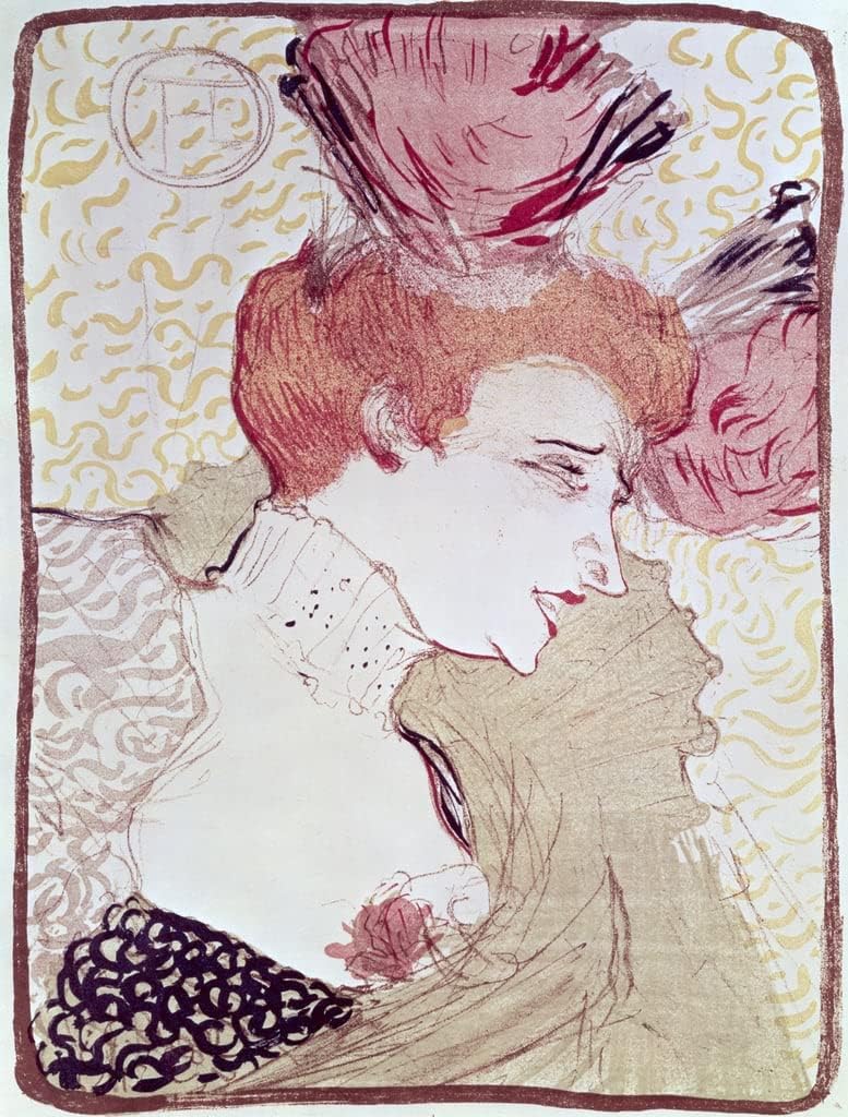 MSTECO Classic Painting Wall Art Print Canvas Reproduction Portrait of Marcelle Lendor by Henri De Toulouse Lautrec for Home Decor 60x90cm