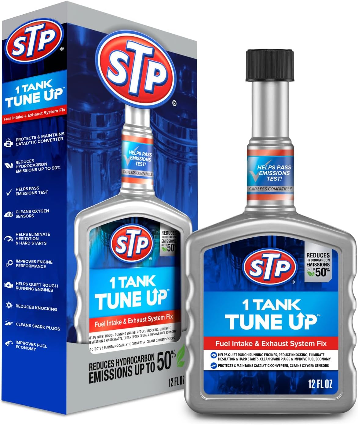 STP 1 Tank Tune Up Fuel Additive Fuel System Cleaner and Exhaust System Cleaner, Cleans Fuel Injectors, Intake Valves, Cylinder Head and Piston Tops, 12 Fl Oz