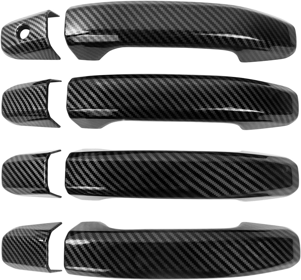 Door Handle Covers Trim Compatible with 2014-2024 Chevrolet Silverado+GMC Sierra Suvs Trucks Carbon Fiber Style Without Passenger Keyhole Exterior Accessories 8PCS