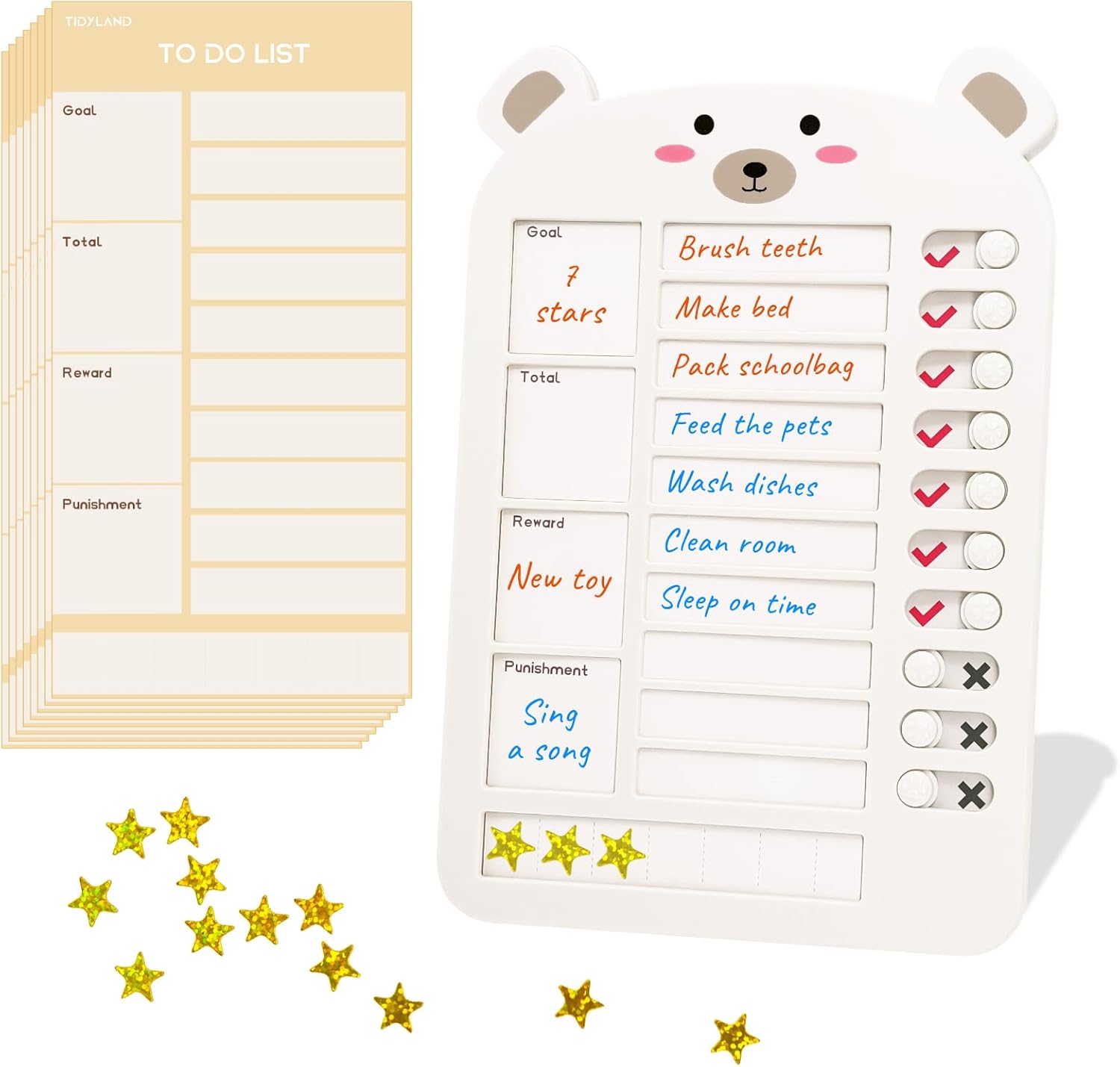 Planning Board and Chore Board for Kids - Upgraded My Chores Checklist Task Board for Kids, Chore Chart for Kids Multiple Kids, Reward Chart and Behavior Chart for Kids at Home (White)