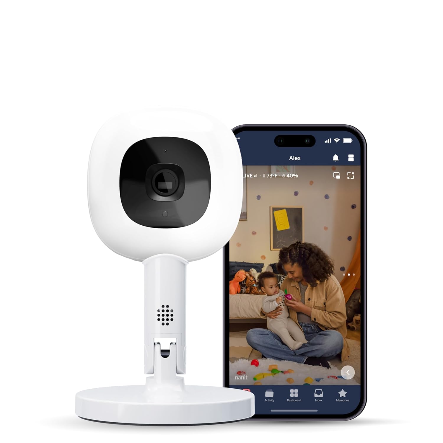 Nanit Pro Smart Baby Monitor & Flex Stand - 1080p Secure Wi-Fi Video Camera, Sensor-Free Sleep Breathing Motion Tracker, 2-Way Audio, Sound Alerts, Night Vision, and Band White