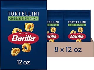 BARILLA Cheese & Spinach Tortellini Pasta, 12 oz. Bag (Pack of 8) - 6 Servings Per Bag - Pantry Friendly Dried Tortellini - Made with Non-GMO Ingredients