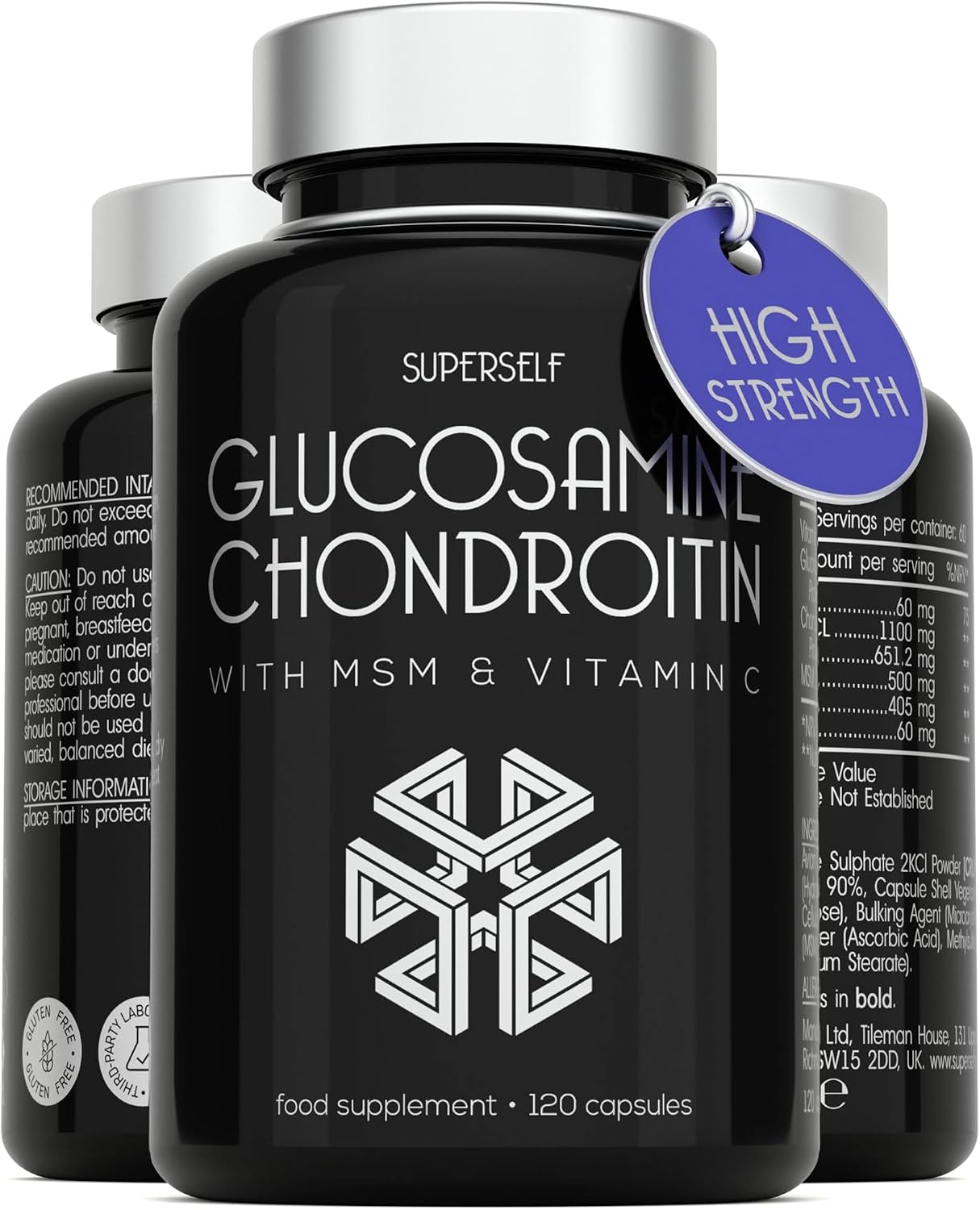 Glucosamine and Chondroitin High Strength 120 Capsules with MSM & Vitamin C