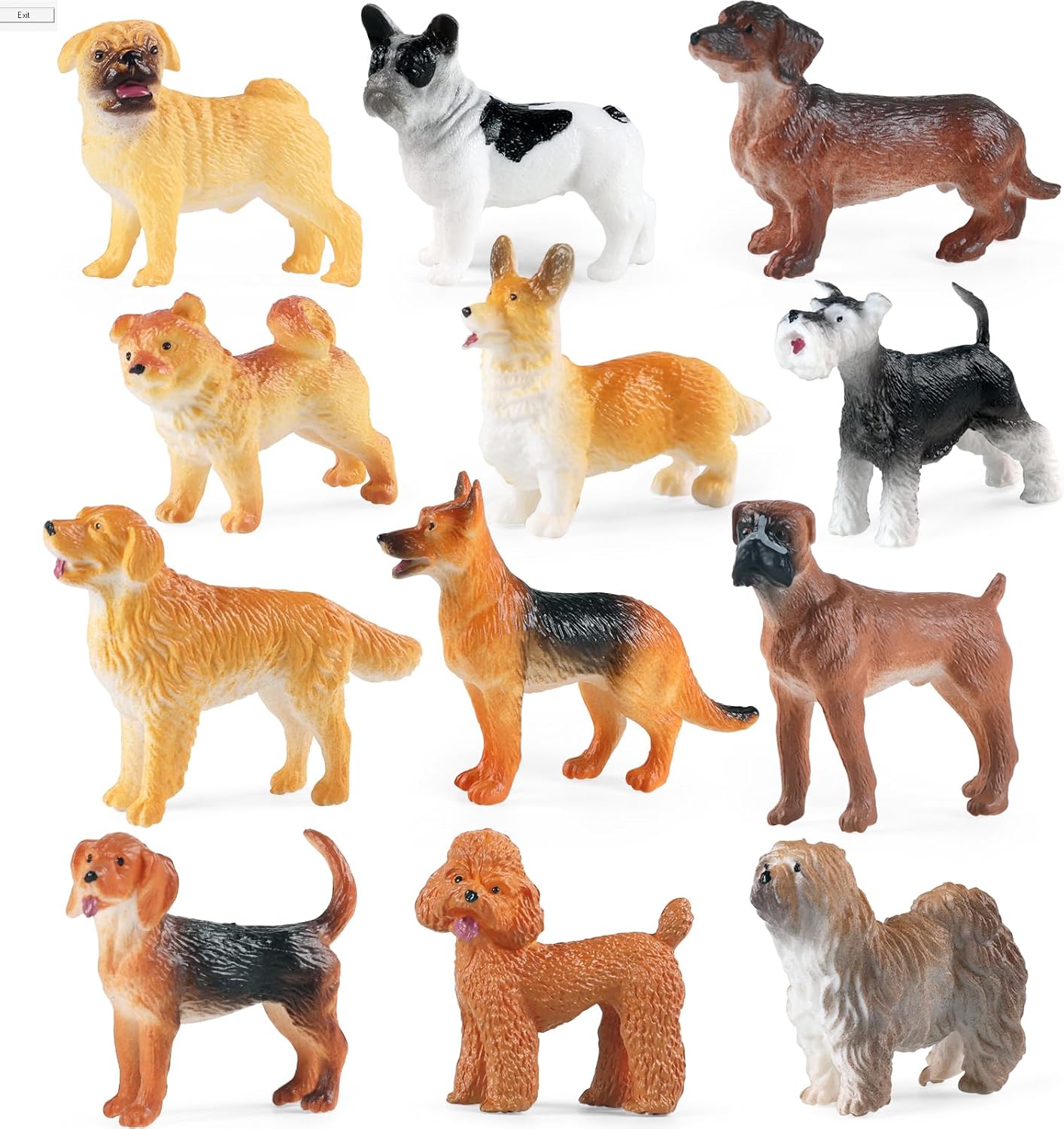 SIENON 12PCS Dog Figures Toy Set, Miniature Plastic Realistic Assorted Dollhouse Puppy Animals for Kids Educational Preschool Learning Christmas Easter Eggs Birthday Party Favor Cake Topper