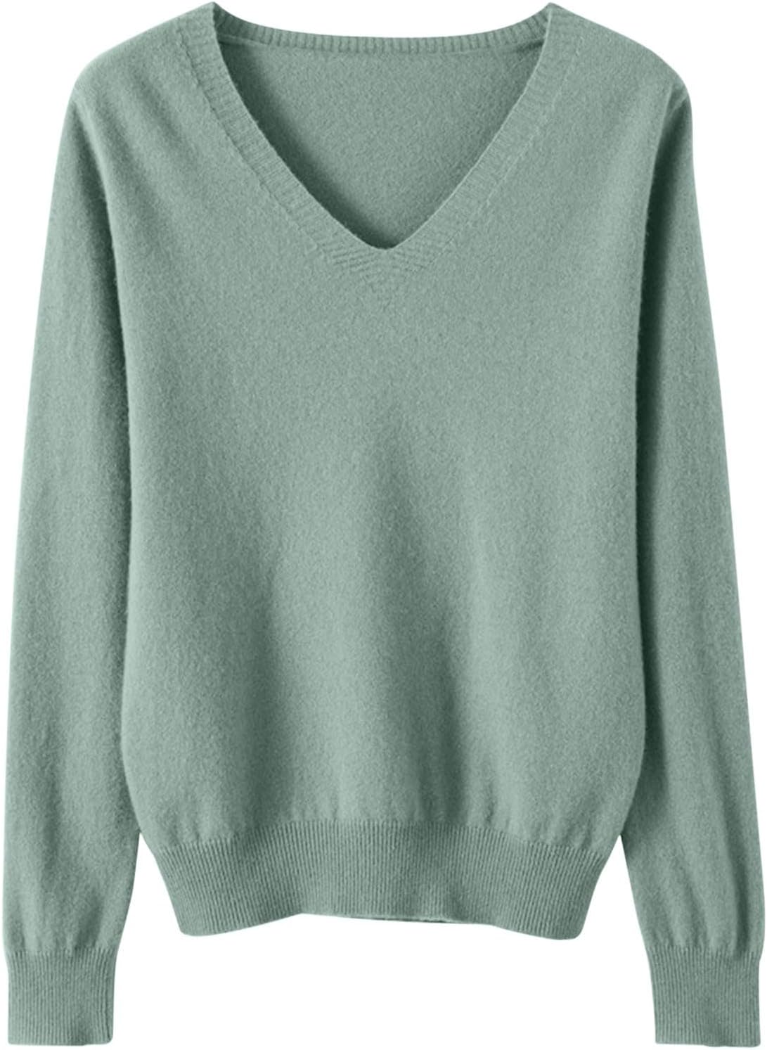 Jumpers for Women UK Clearance Women's Sweaters Casual Long Sleeve Shirts Ladies Tops Loose V Neck Knit Solid Pullover Sweater Jumper Tunic Tops Fall Sweatshirts