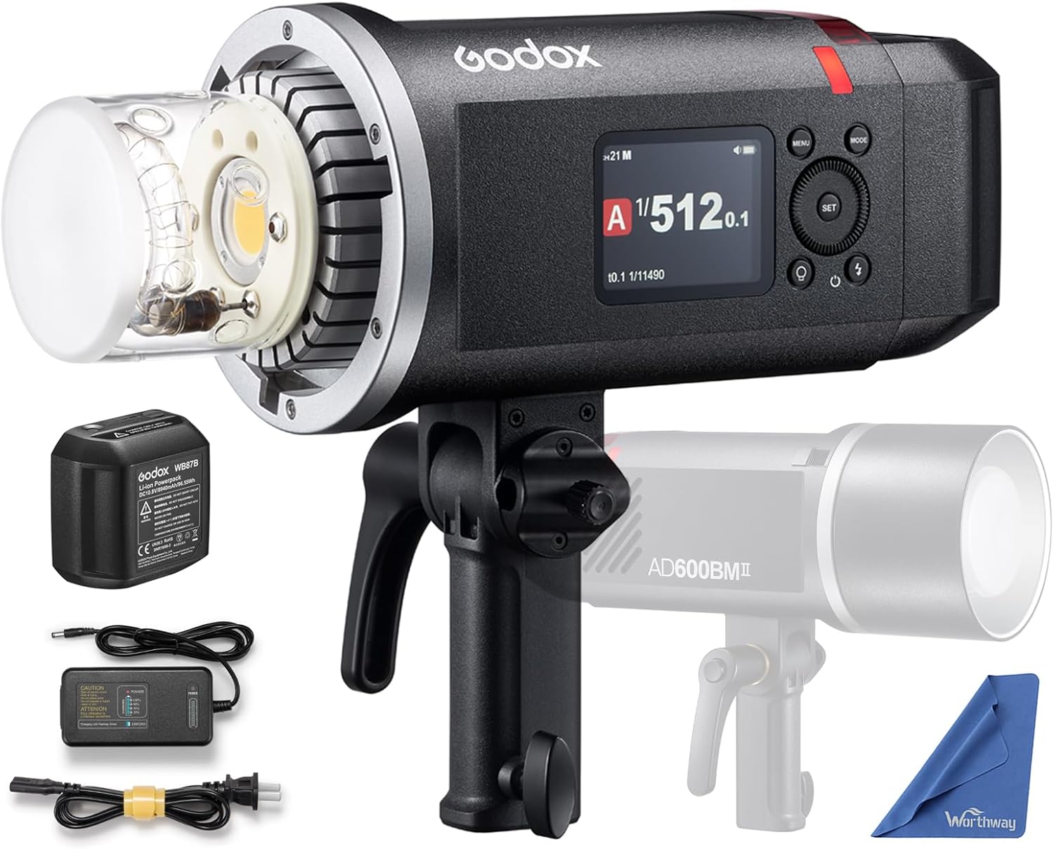 Godox AD600BM II Bowens Mount 600Ws GN87 HSS Outdoor Flash Strobe Monolight,0.01~1.9s Recycle Time,10.8V/8940mAh Lithium Battery,500 Full Power Flashes(Godox AD600BM Upgraded)