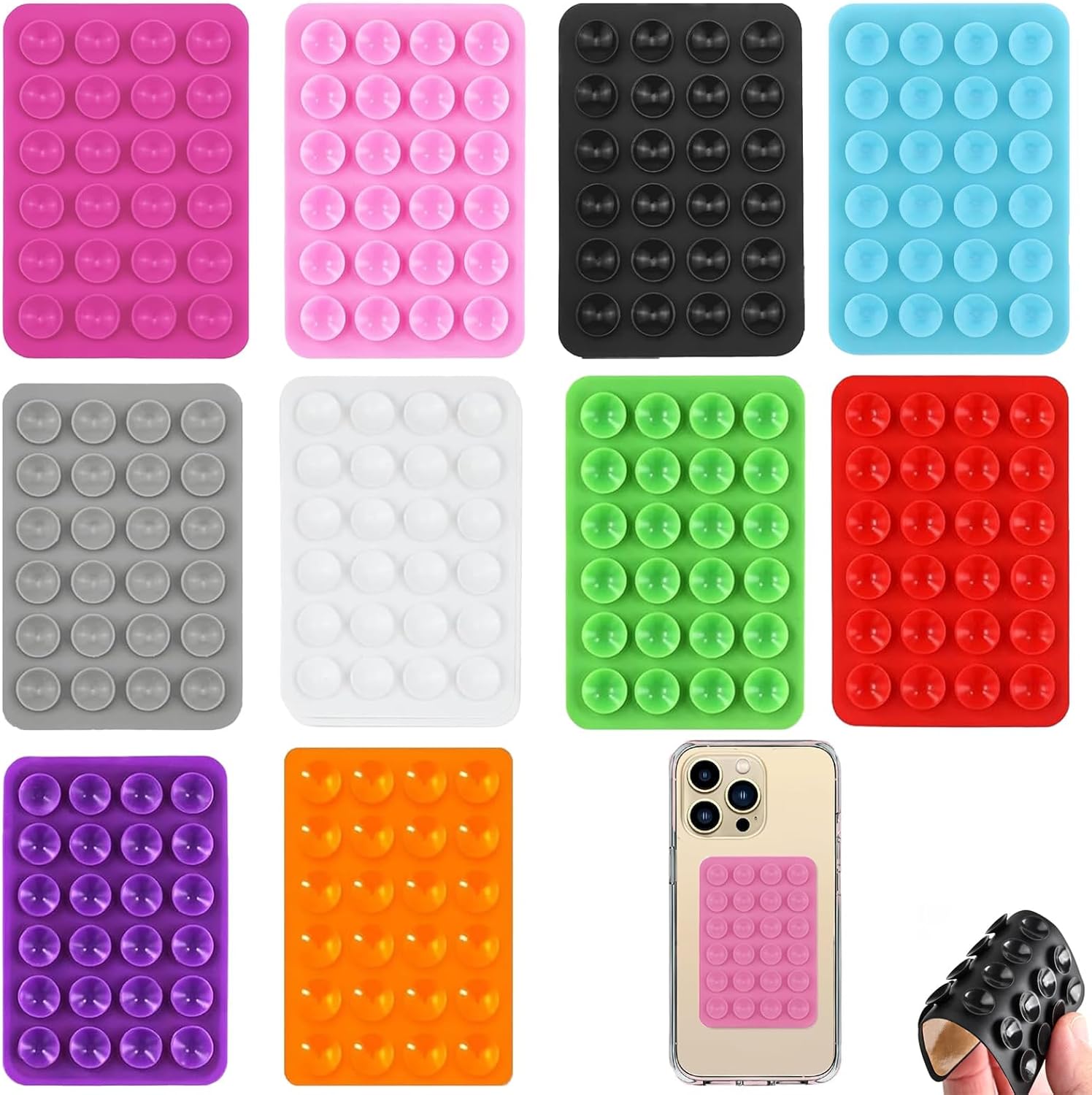 ARROMI 10 PCS Phone Suction Pad, Phone Mount, Phone Sticky Pad Grip, Suction Holder, Sticky Case for Wall, Hands-Free Accessories Holder for Selfies and Videos