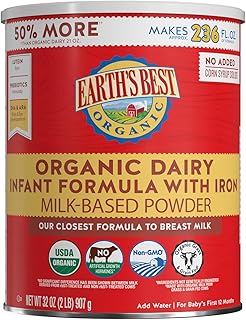 Earth's Best Organic Dairy Infant Powder Formula with Iron, Omega-3 DHA and Omega-6 ARA, 32 Ounce