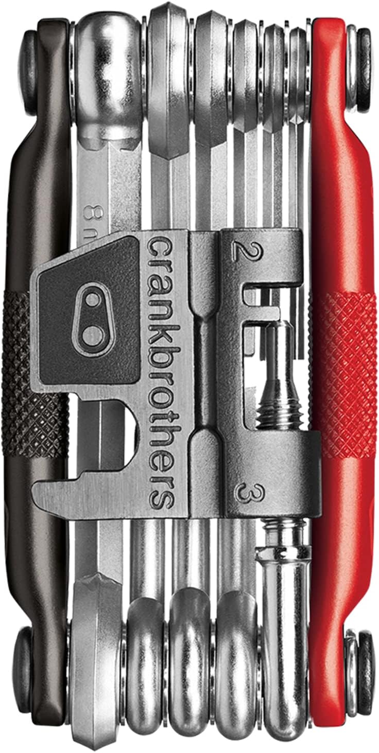 Crankbrothers Multi Tool M 17 Bike Tool - MTB Multi-Tool Black & Red - 17 bicycle tools (17 in 1 tool), ergonomic and lightweight