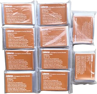Emergency Blanket Survival Gear | Foil Mylar Thermal Blankets 63" x 87" inches (Pack of 10) | Big Double Sided Escape Tact Bivvy, | for NASA, Outdoors, Hiking, Space, Marathons First Aid Kit