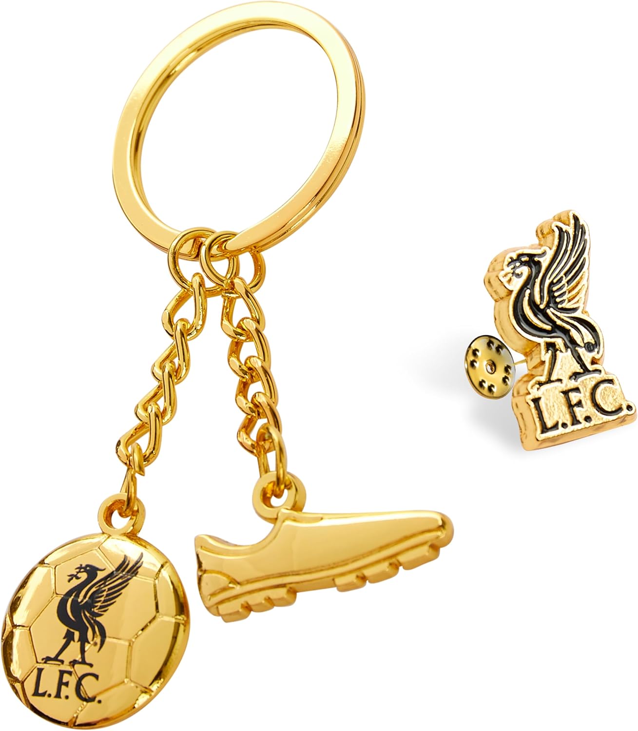 Liverpool F.C. Keyring and Pin Badge Gift Set, Supporters Gear - Liverpool Gifts
