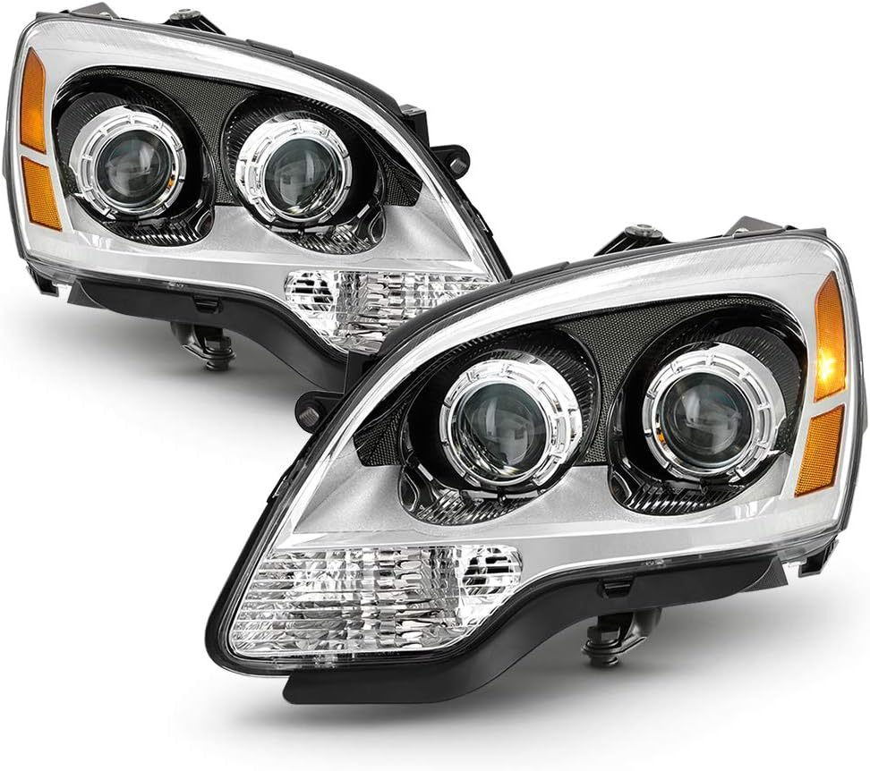 ACANII - For 2007-2012 GMC Acadia OE Halogen Type Chrome Projector Headlights Headlamps Pair Set Driver & Passenger Side