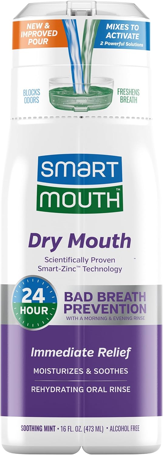 SmartMouth Activated Dry Mouth Mouthwash, Dry Mouth and Bad Breath Relief, Mint, 16 fl oz, 1 Pack