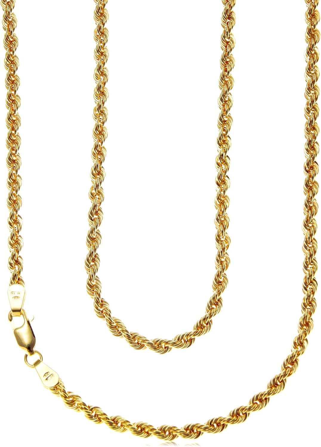 Alexander Castle 18" Solid 9ct Gold Chain Rope Chain Necklace - 3mm - Yellow Gold Necklace for Women with Jewellery Gift Box